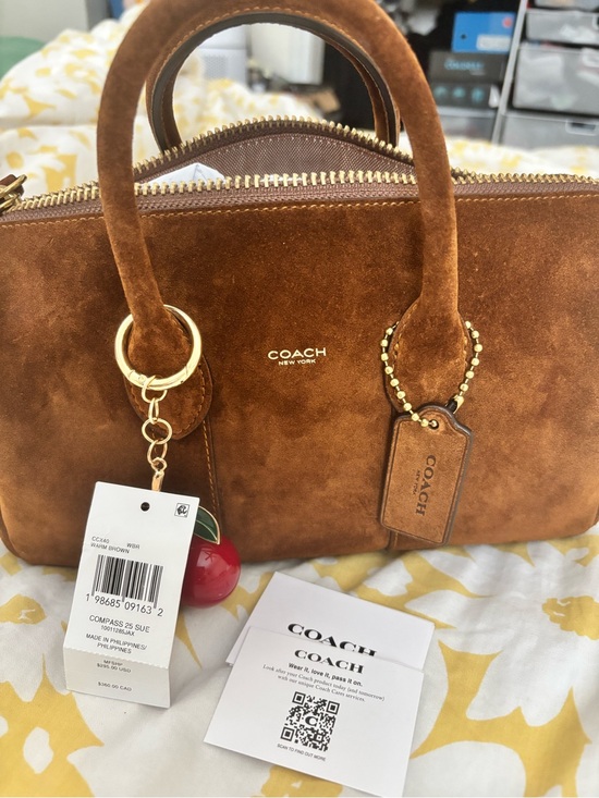 Coach Handbags - COACH Compass 25 Suede Warm Brown